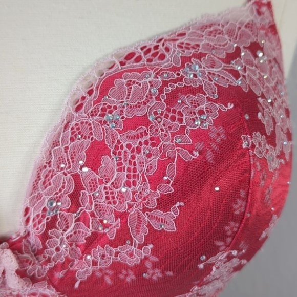 Victoria Secret 36DD Demi Bra Dream Angels Lace & Rhinestones Lined Underwired - Picture 6 of 8